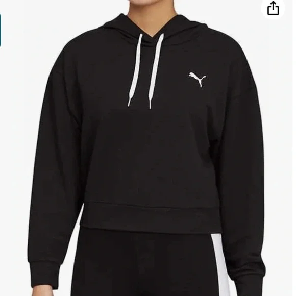 PUMA Women's Amplified Cropped Hoodie Black Size Medium - Picture 1 of 7
